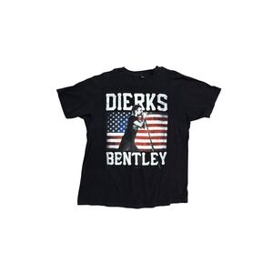 Dierks Bentley Shirt Mens Large Black American Flag Tour Graphic Tultex Tee